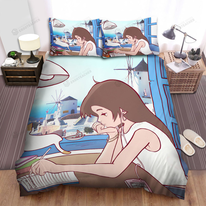 Greek Lofi Girl Version Bed Sheets Spread Duvet Cover Bedding Sets