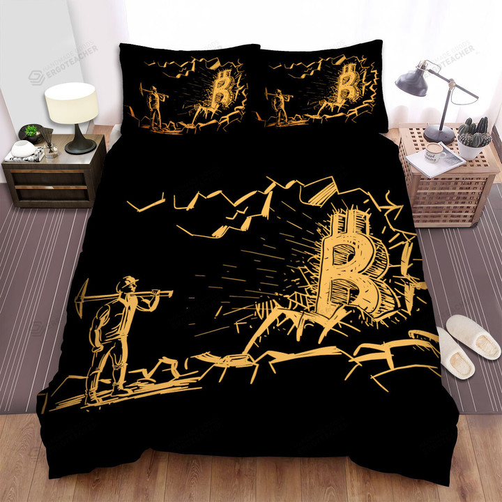 Bitcoin Mining Illustration Bed Sheets Spread Duvet Cover Bedding Sets
