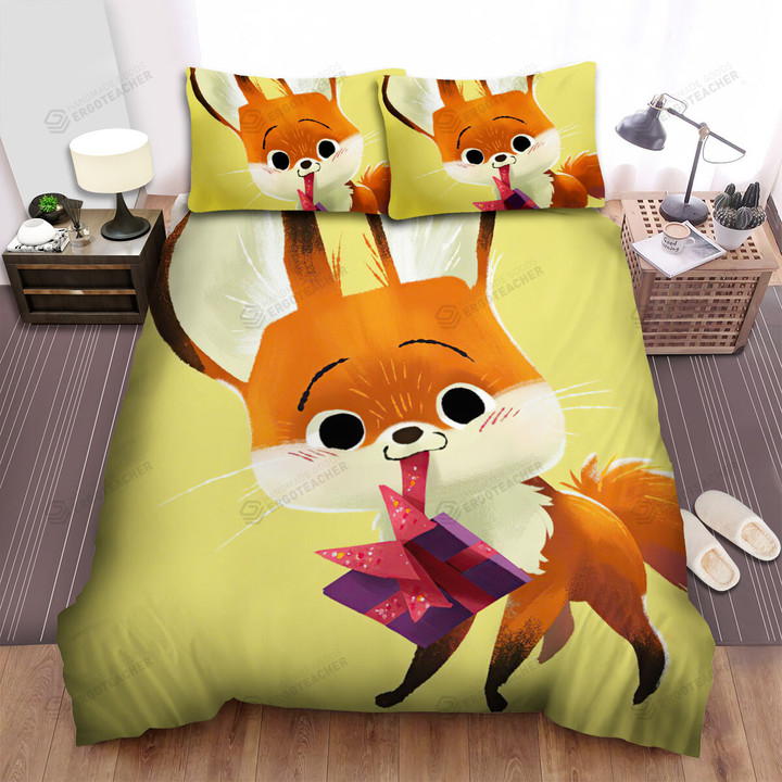 The Wild Animal - The Fox Bringing A Gift Bed Sheets Spread Duvet Cover Bedding Sets