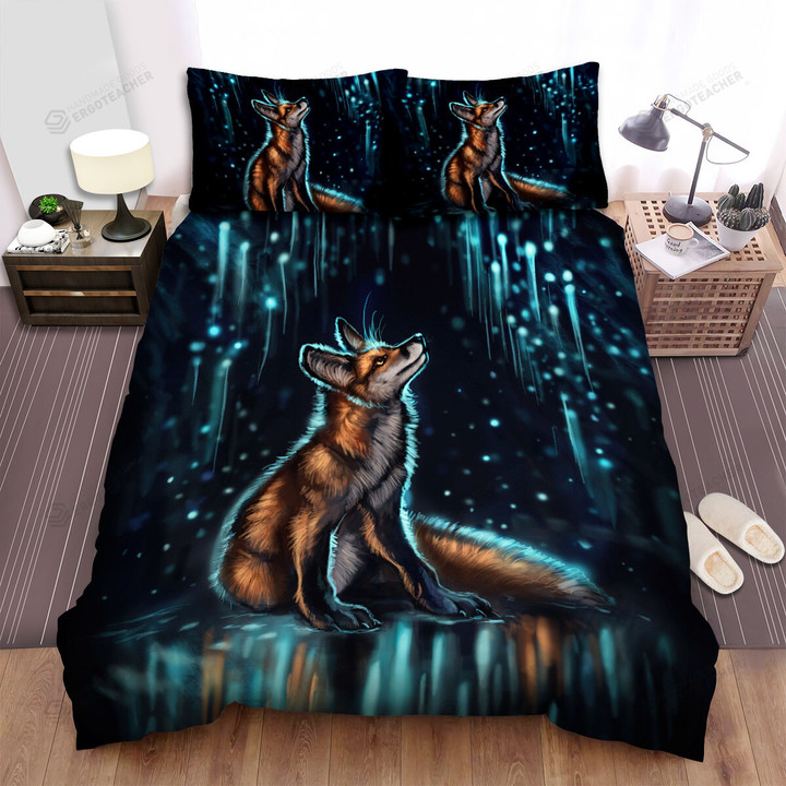 The Wild Animal - The Fox Looking Up Bed Sheets Spread Duvet Cover Bedding Sets