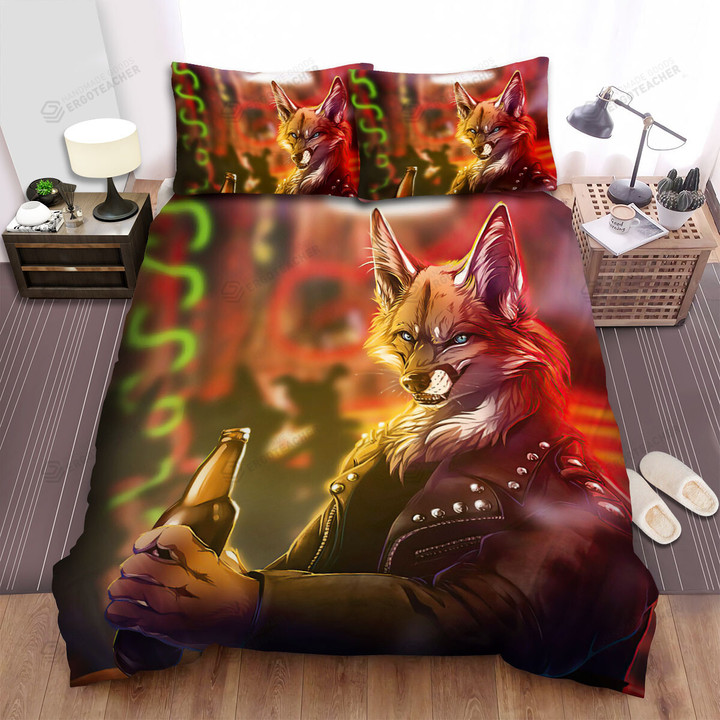 The Wild Animal - The Fox Drinking Beer Bed Sheets Spread Duvet Cover Bedding Sets