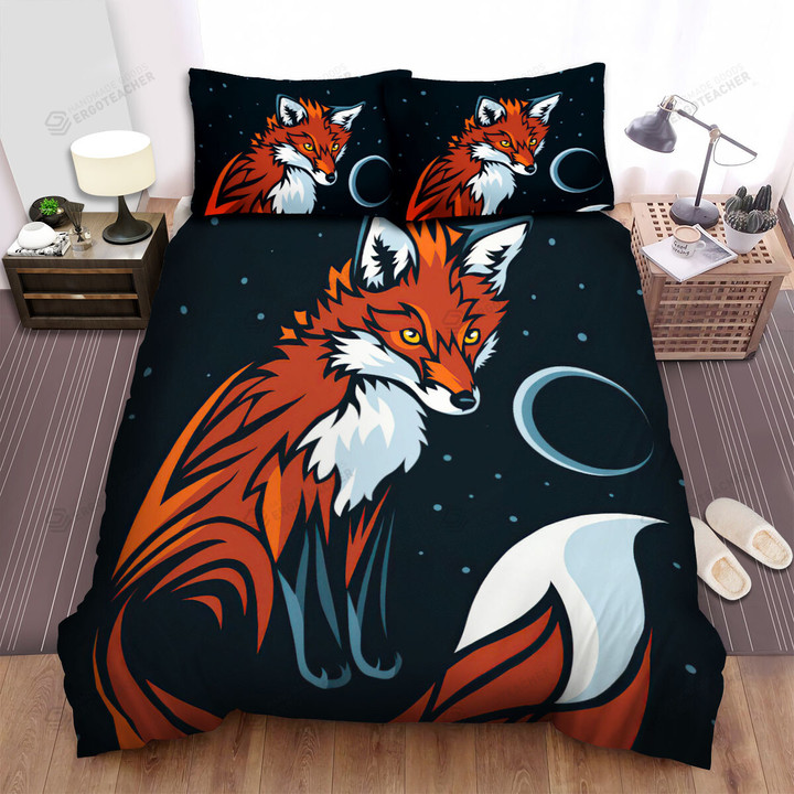 The Wild Animal - The Fox And The Black Moon Bed Sheets Spread Duvet Cover Bedding Sets