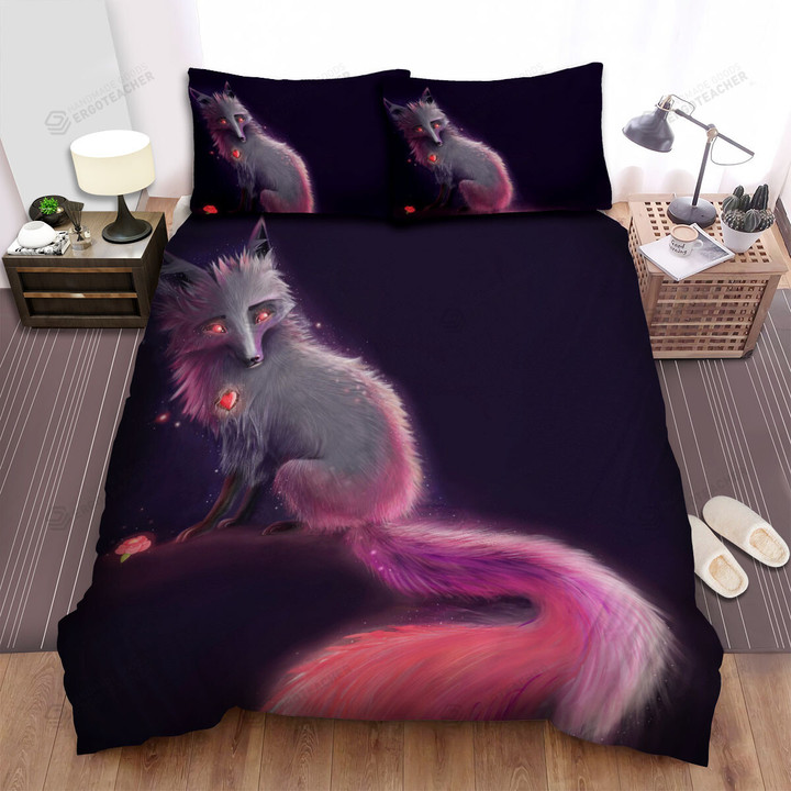 The Wild Animal - The Neon Tail Of The Black Fox Bed Sheets Spread Duvet Cover Bedding Sets