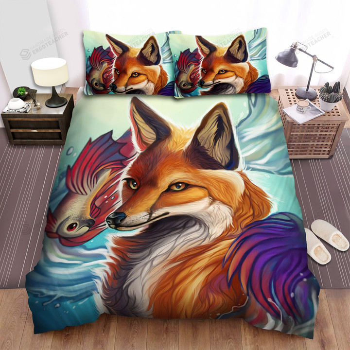 The Wild Animal - The Fox Beside The Fishes Bed Sheets Spread Duvet Cover Bedding Sets