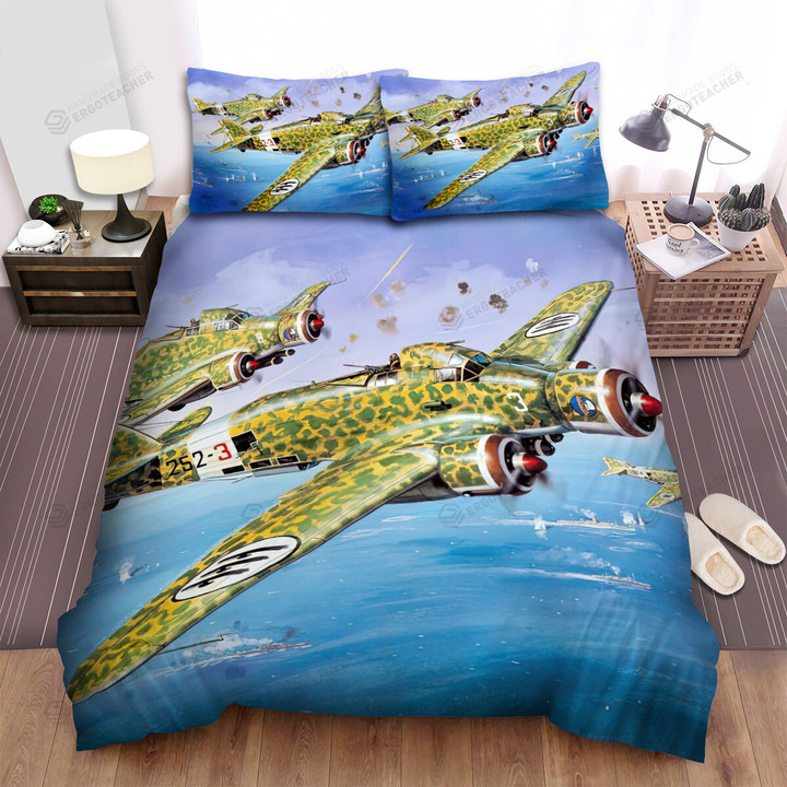 Ww2 The Italian Aircraft - Savoia Marchetti Sm79 Shooting Back Bed Sheets Spread Duvet Cover Bedding Sets