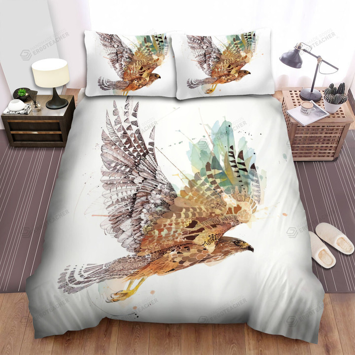 The Hunting Bird - The Falcon Illustration Bed Sheets Spread Duvet Cover Bedding Sets