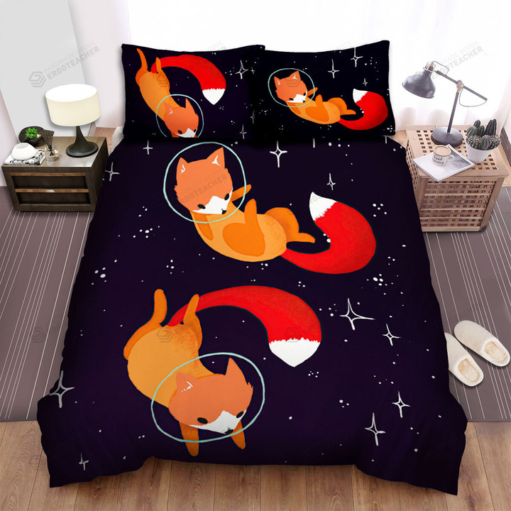 The Wild Animal - The Fox Swimming In The Space Bed Sheets Spread Duvet Cover Bedding Sets