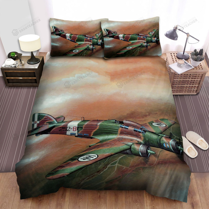 Ww2 The Italian Aircraft - The Sm 79 Artwork Bed Sheets Spread Duvet Cover Bedding Sets