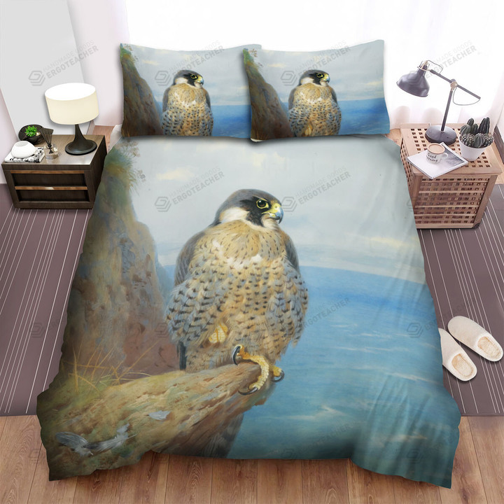 The Hunting Bird - Falcon Standing On The Cliff Paint Bed Sheets Spread Duvet Cover Bedding Sets