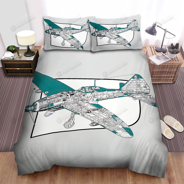 Ww2 The Italian Aircraft -  Reggiane Re 2005 Cutaway Bed Sheets Spread Duvet Cover Bedding Sets