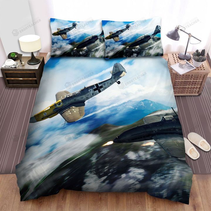 Ww2 The Italian Aircraft -  Re.2005 Reggiane Firing Bed Sheets Spread Duvet Cover Bedding Sets