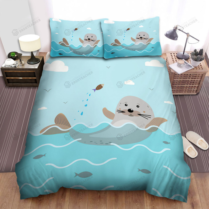 The Happy Cute Seal Bed Sheets Spread Duvet Cover Bedding Sets