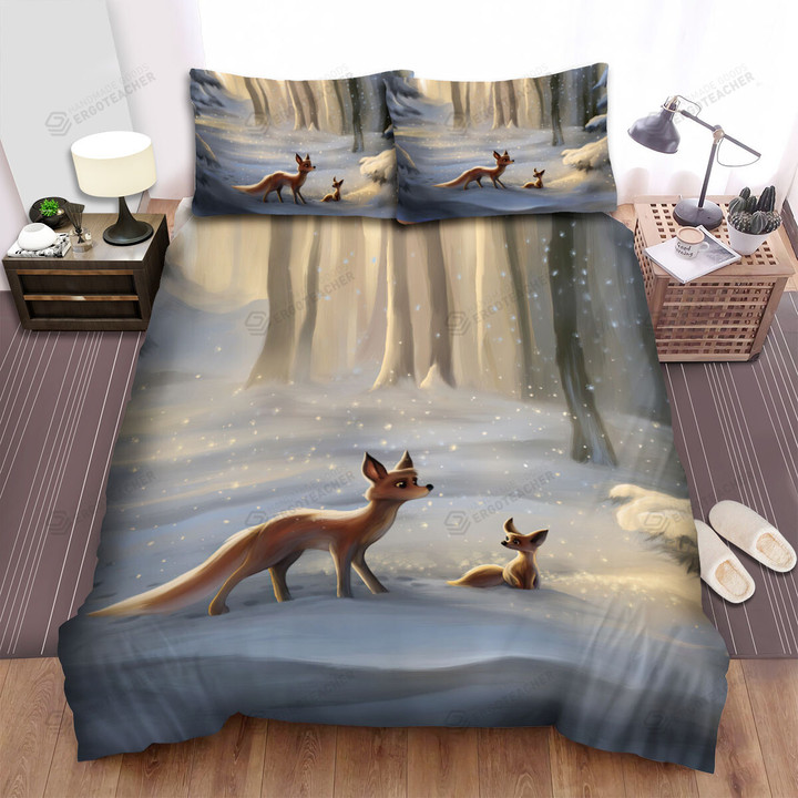 The Pair Of The Couple Fox Bed Sheets Spread Duvet Cover Bedding Sets