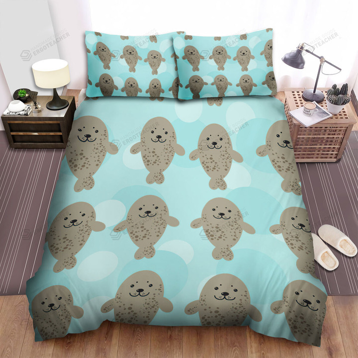 The Grey Seal Seamless Pattern Bed Sheets Spread Duvet Cover Bedding Sets