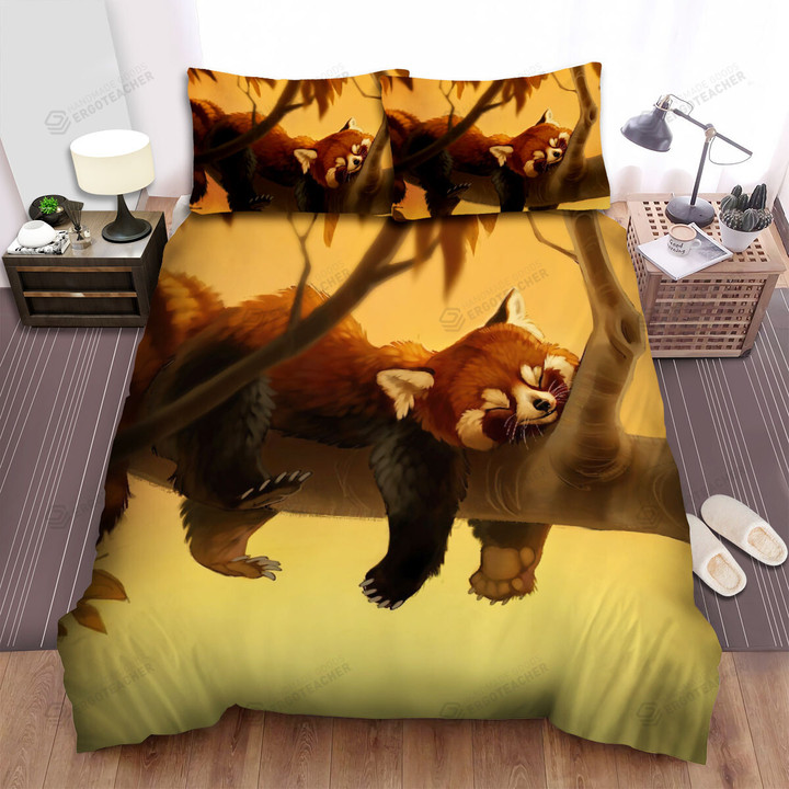 The Wild Anima; - The Satisfied Red Panda Sleeping Bed Sheets Spread Duvet Cover Bedding Sets