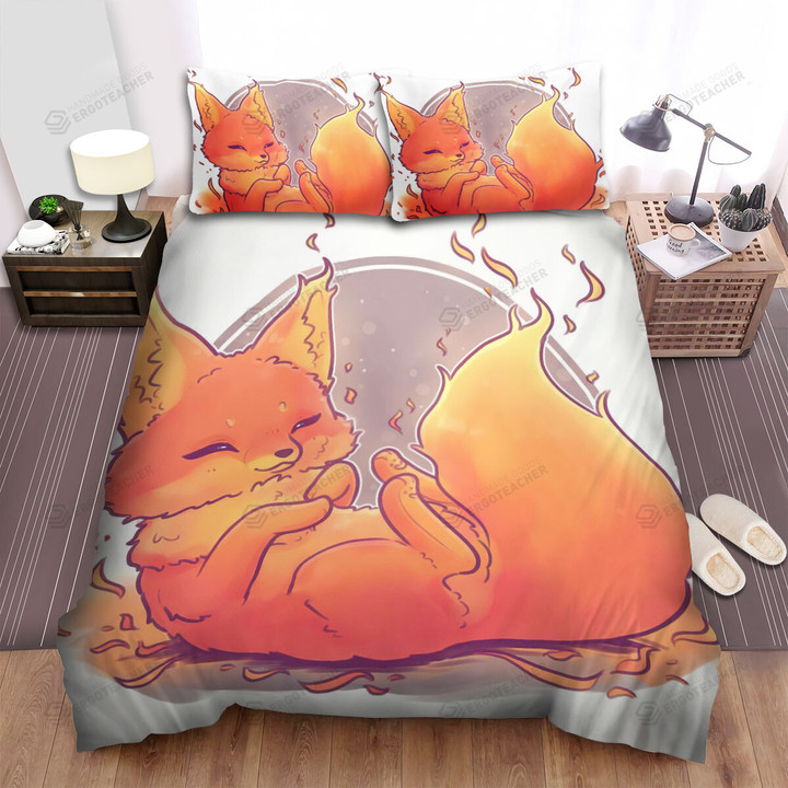 The Cute Animal - The Fire Fox Lying Bed Sheets Spread Duvet Cover Bedding Sets