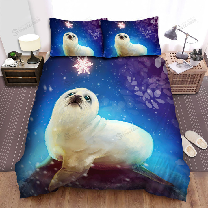 The Seal Watching The Snowflake Bed Sheets Spread Duvet Cover Bedding Sets