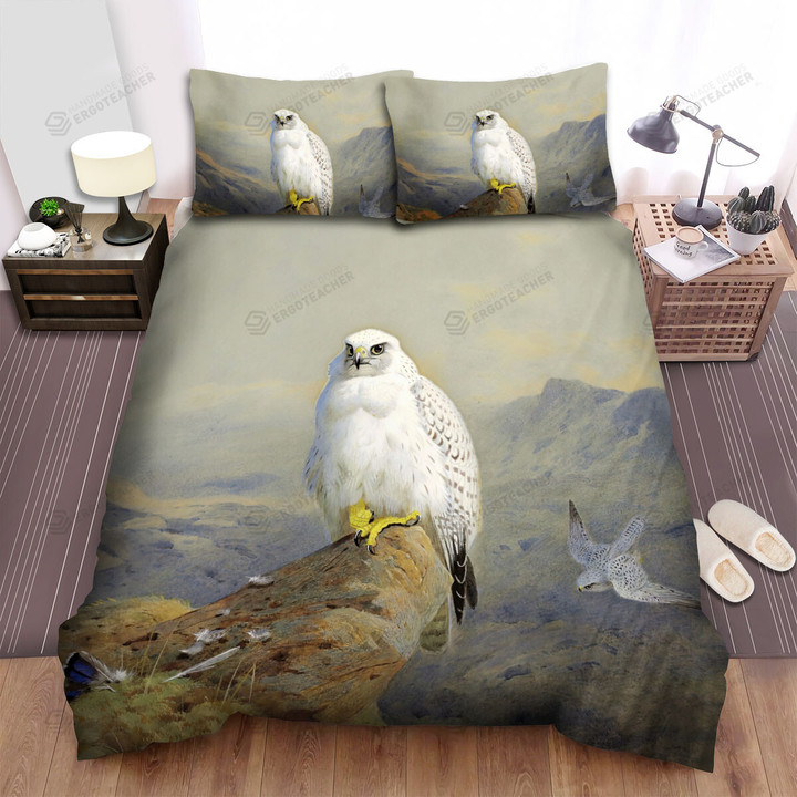 The Hunting Bird - The White Falcon Bed Sheets Spread Duvet Cover Bedding Sets