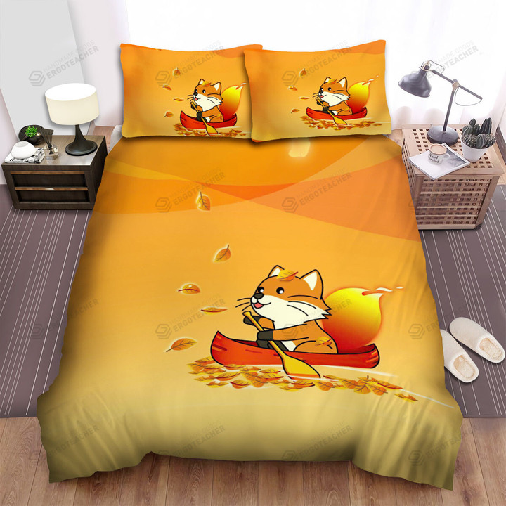 The Cute Animal - The Fox Paddling Art Bed Sheets Spread Duvet Cover Bedding Sets