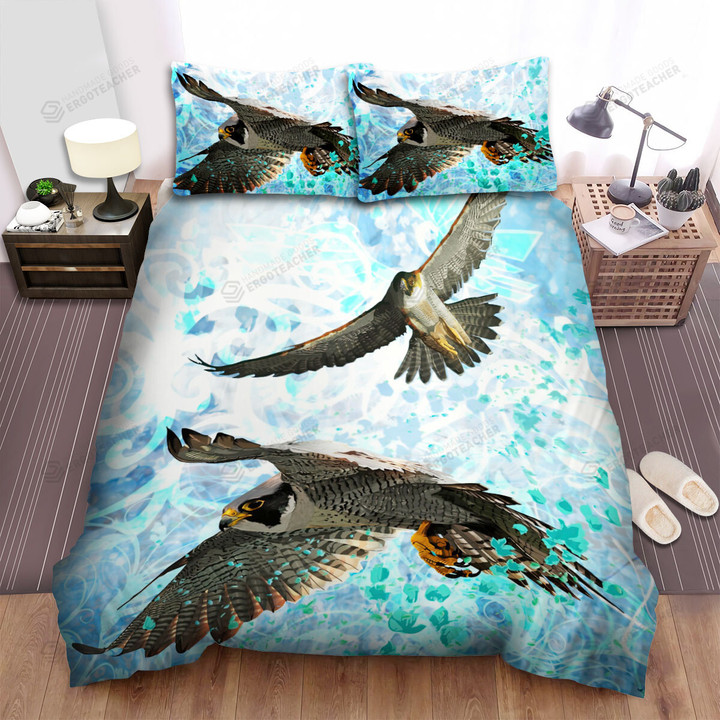 The Hunting Bird - Flying Falcon Art Bed Sheets Spread Duvet Cover Bedding Sets