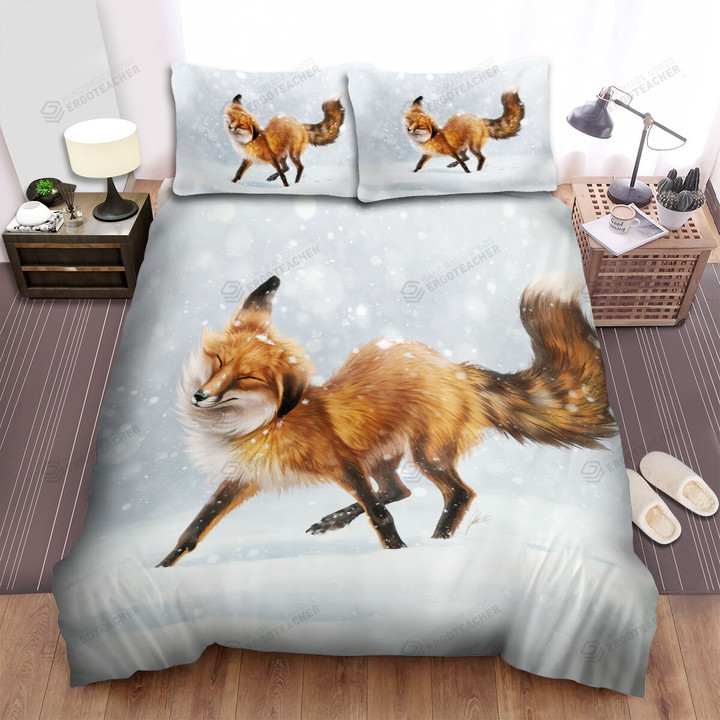 The Cute Animal - The Red Fox Shaking The Body Bed Sheets Spread Duvet Cover Bedding Sets