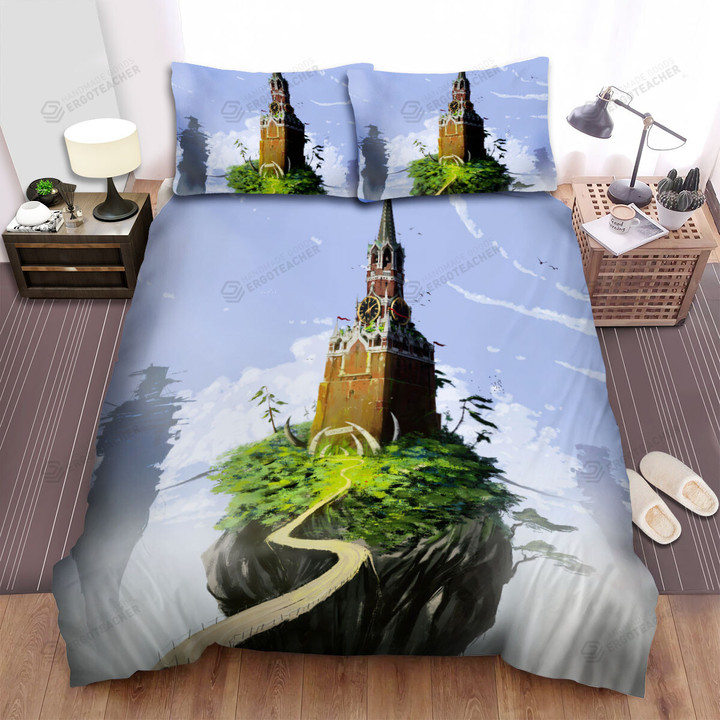 Moscow Kremlin Flying Castle The Clock Fantasy Bed Sheets Spread  Duvet Cover Bedding Sets