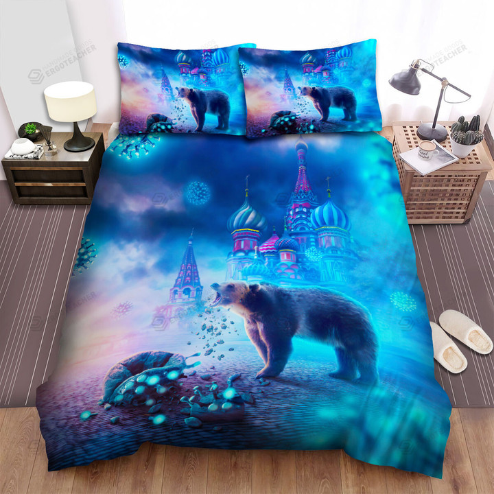Moscow Kremlin Fantasy Bear Killing Virus Bed Sheets Spread  Duvet Cover Bedding Sets
