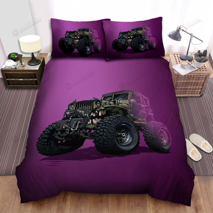 Black Jeep Monster Truck Digital Art Bed Sheets Spread Duvet Cover Bedding Sets