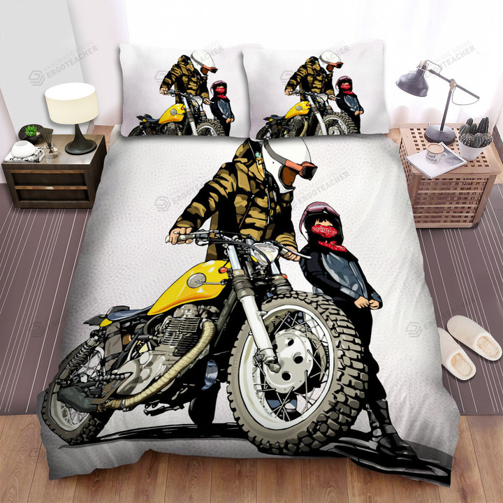Classic Biker Father & Son Digital Art Bed Sheets Spread Duvet Cover Bedding Sets