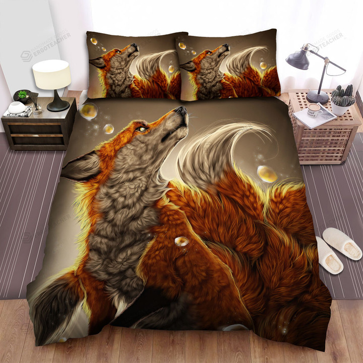 The Wildlife - The Fox And The Bubbles Bed Sheets Spread Duvet Cover Bedding Sets
