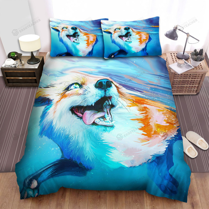 The Wildlife - The Diving Fox Art Bed Sheets Spread Duvet Cover Bedding Sets