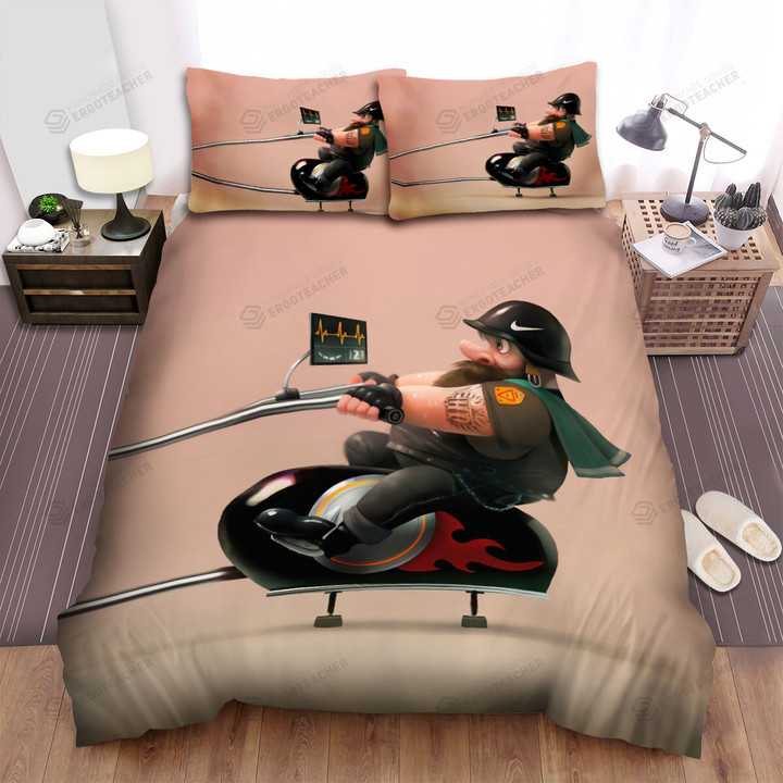 Funny Biker Thing Digital Illustration Bed Sheets Spread Duvet Cover Bedding Sets