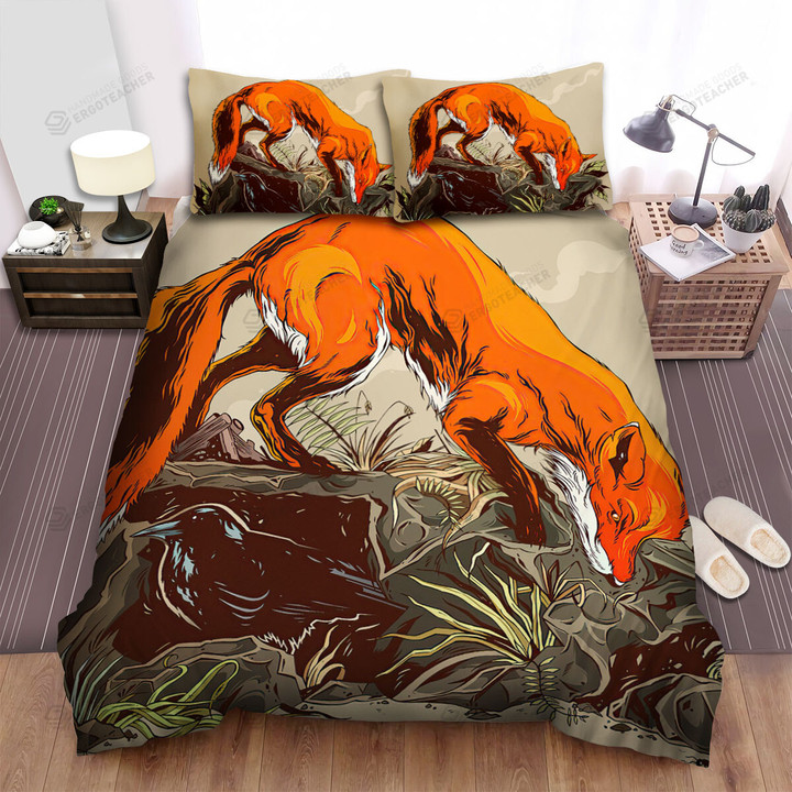 The Wildlife - The Red Fox And The Crow Bed Sheets Spread Duvet Cover Bedding Sets