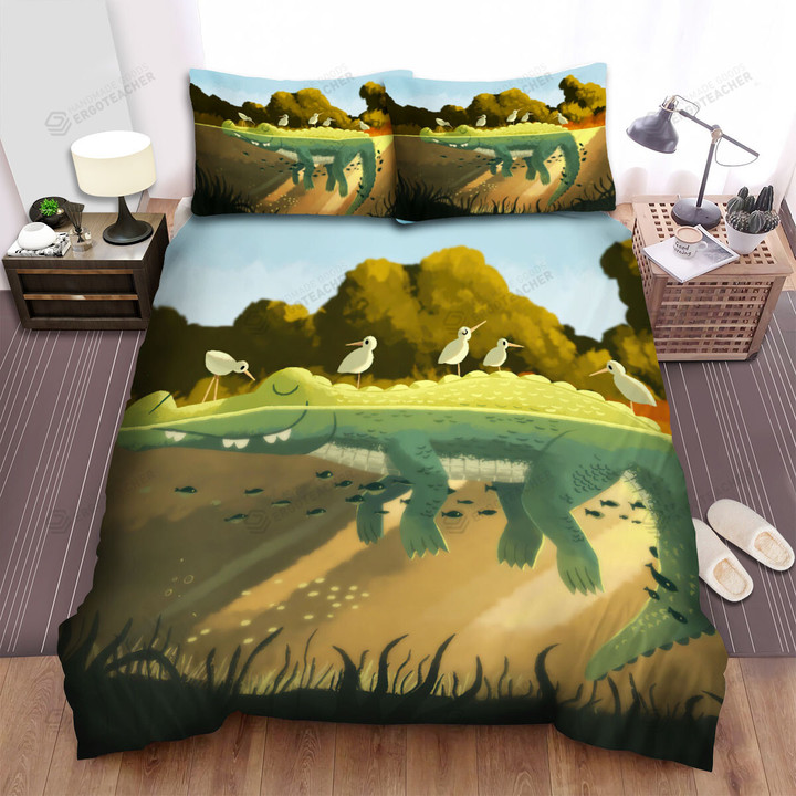The Floating Crocodile Art Bed Sheets Spread Duvet Cover Bedding Sets