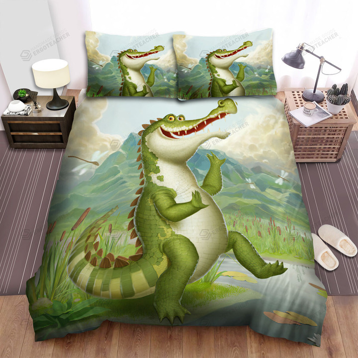 The Crocodile Dancing In The Bank Bed Sheets Spread Duvet Cover Bedding Sets
