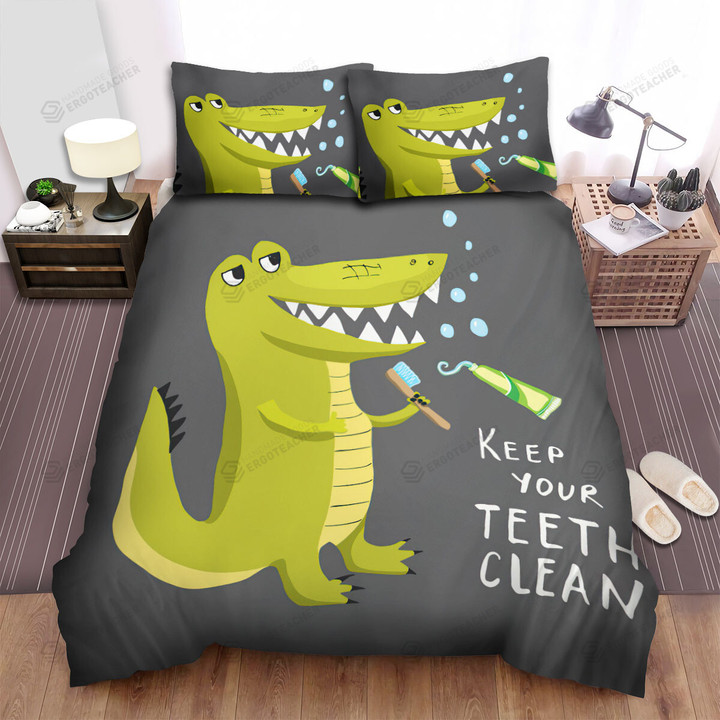 Keep Your Teeth Clean Crocodile Bed Sheets Spread Duvet Cover Bedding Sets
