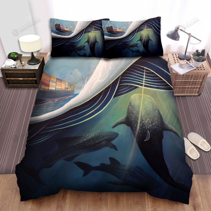 The Biggest Animal - The Shark Whale Art Bed Sheets Spread Duvet Cover Bedding Sets