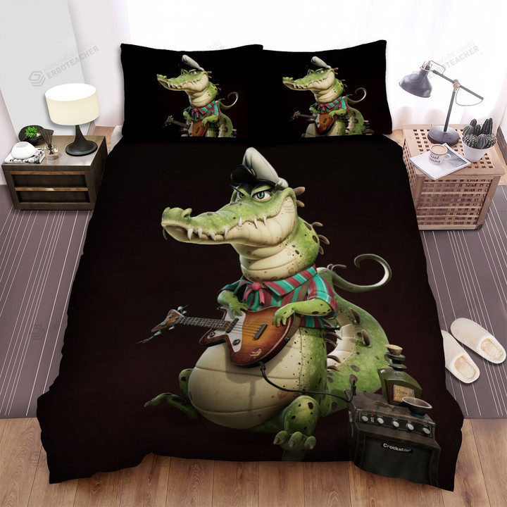 The Crocodile Playing A Guitar Bed Sheets Spread Duvet Cover Bedding Sets