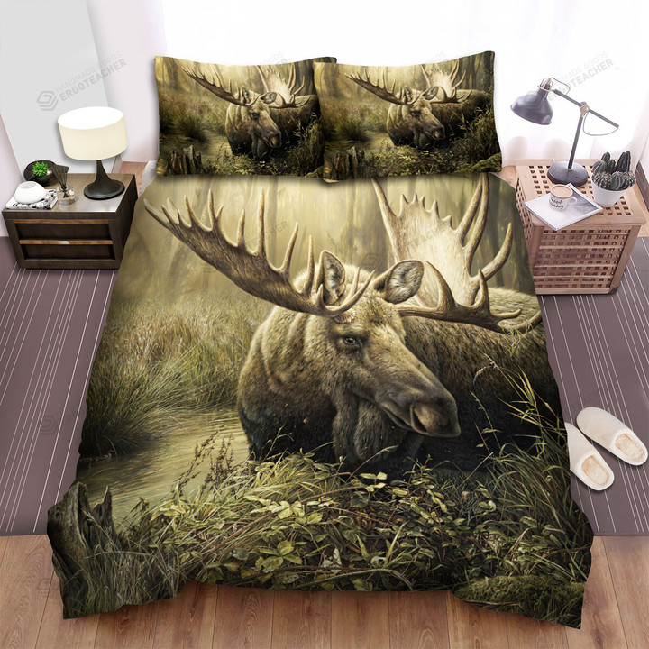 The Lonley Moose Paint Bed Sheets Spread Duvet Cover Bedding Sets