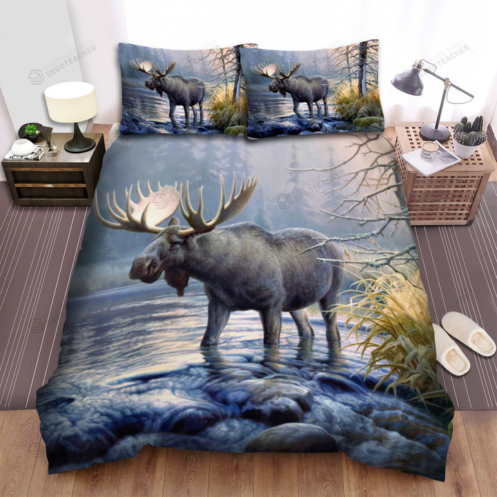The Moose In The Water Bed Sheets Spread Duvet Cover Bedding Sets
