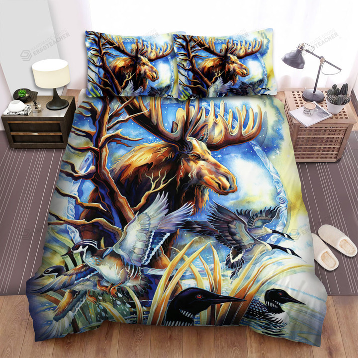 The Moose And The Wild Ducks Bed Sheets Spread Duvet Cover Bedding Sets