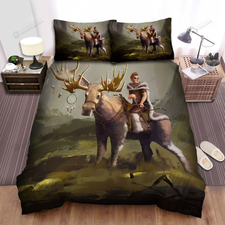 Riding The Fantasy Moose Bed Sheets Spread Duvet Cover Bedding Sets