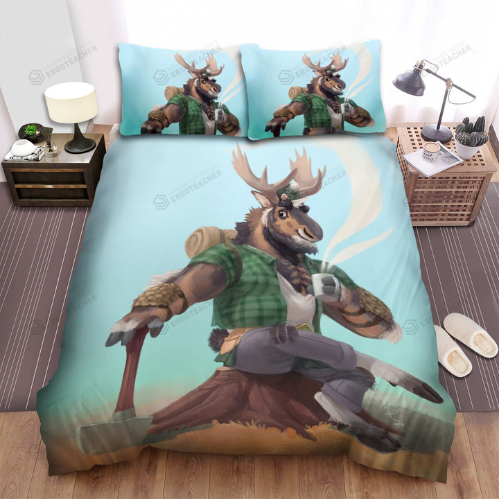 The Woodman Moose Bed Sheets Spread Duvet Cover Bedding Sets