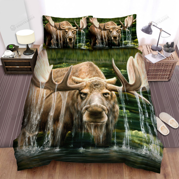 The Moose Came From The River Bed Sheets Spread Duvet Cover Bedding Sets