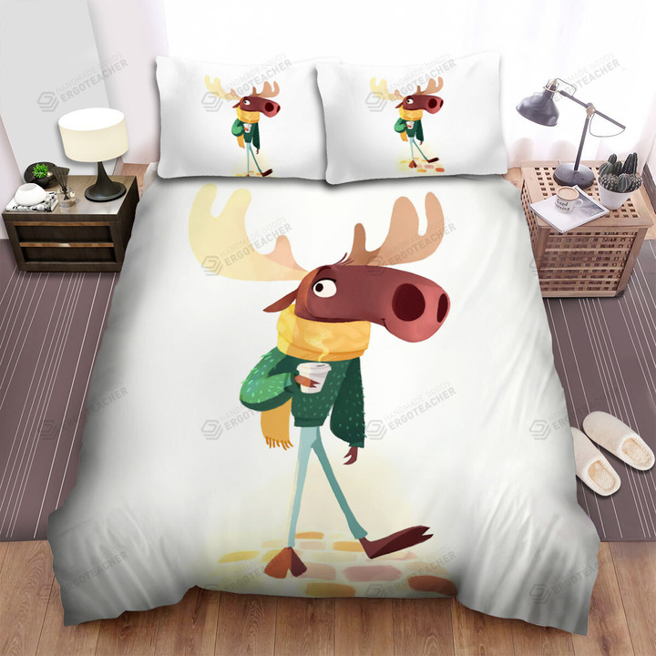 The Moose And The Coffee Cup Bed Sheets Spread Duvet Cover Bedding Sets