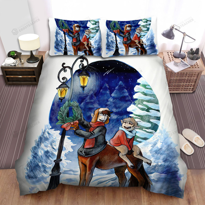 Centaur Decorating The Town For Christmas Bed Sheets Spread Duvet Cover Bedding Sets