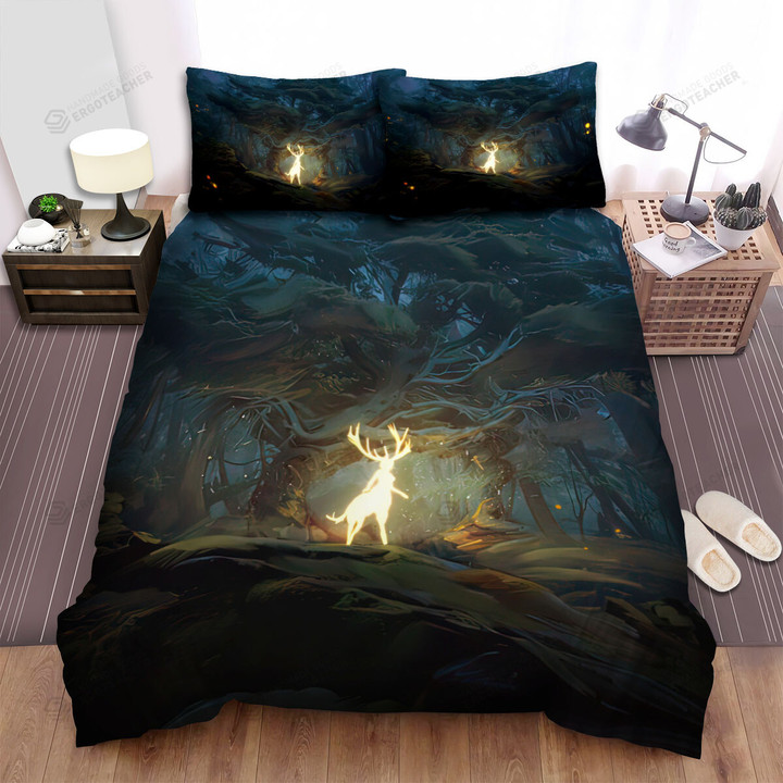 Glowing Centaur In The Dark Woods Artwork Bed Sheets Spread Duvet Cover Bedding Sets