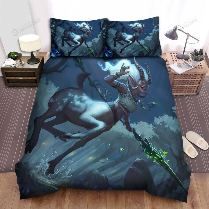 Centaur Witch Girl Running In The Woods Bed Sheets Spread Duvet Cover Bedding Sets