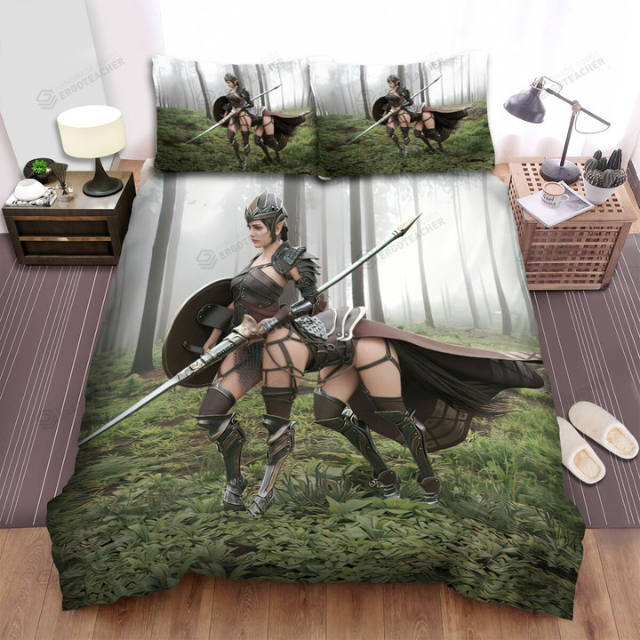 Warrior Centaur Girl With Shield & Spear Bed Sheets Spread Duvet Cover Bedding Sets