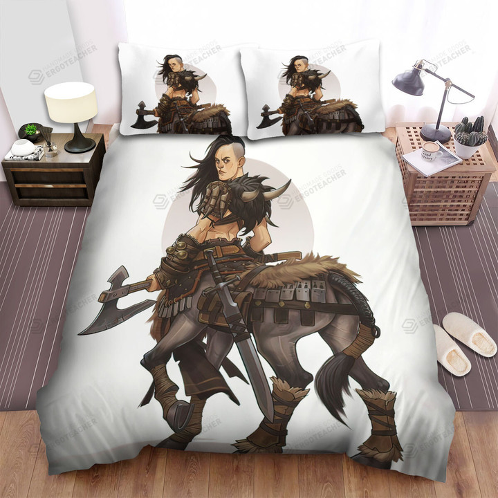 Female Viking Centaur Warrior Illustration Bed Sheets Spread Duvet Cover Bedding Sets